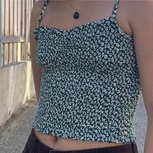 Reformation Dark Green Floral Camisole